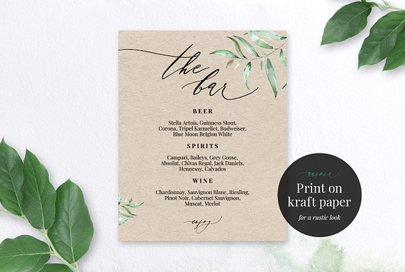 Wedding Bar Menu Sign, Aurora in Wedding Templates - product preview 1