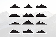 Mountain Peak Simple Silhouette Set