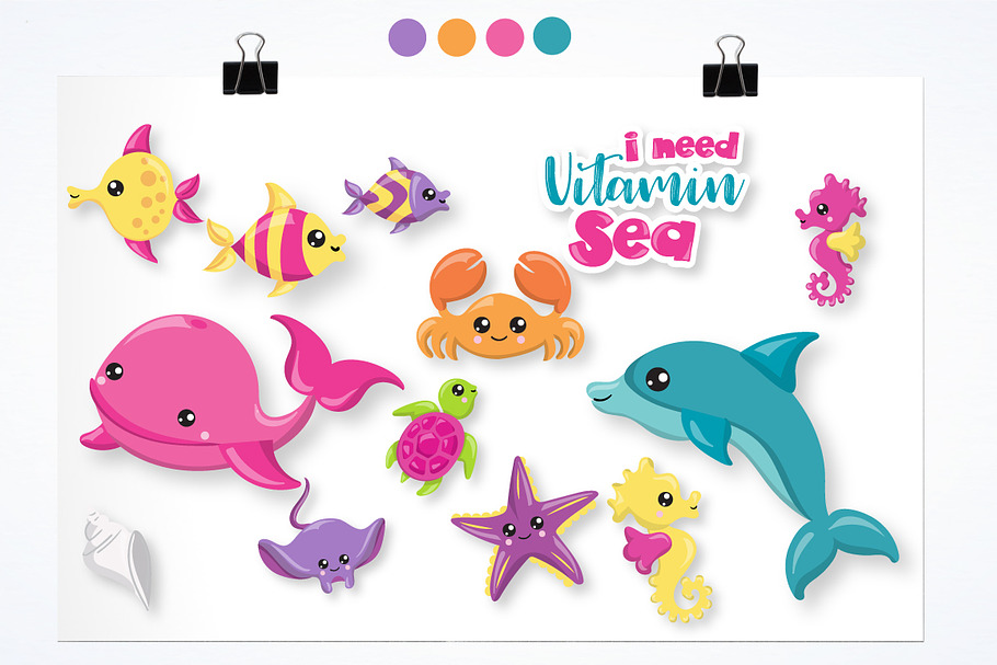 Sea Animals graphic illustration in Illustrations - product preview 8