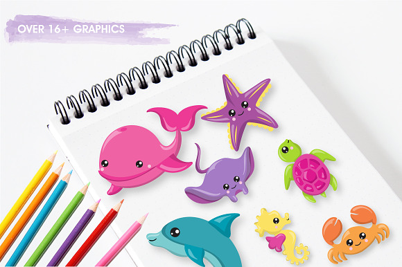 Sea Animals graphic illustration in Illustrations - product preview 2