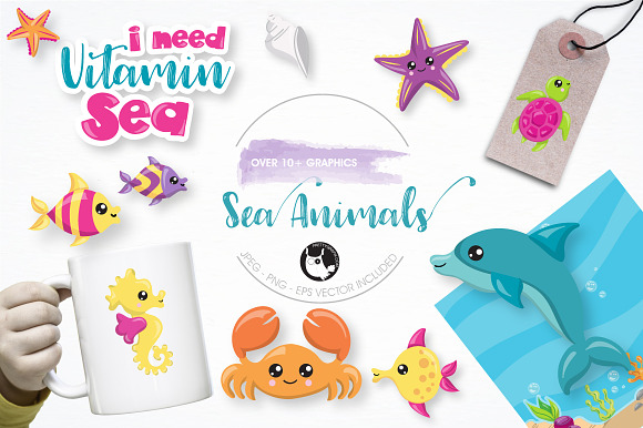 Sea Animals graphic illustration in Illustrations - product preview 4