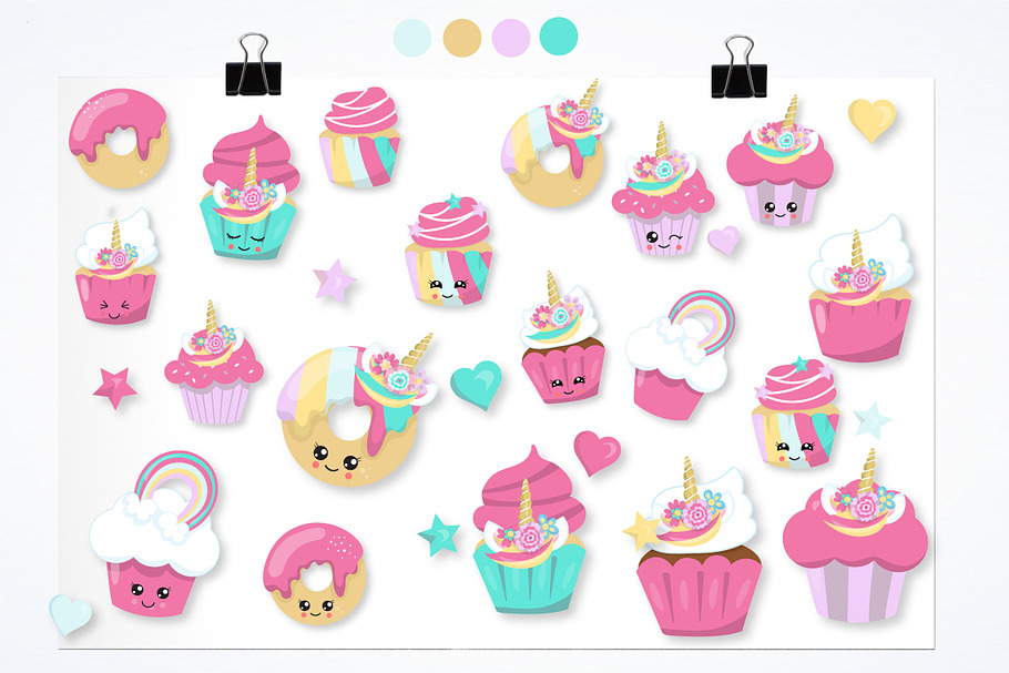 Unicorn cup cakes graphics