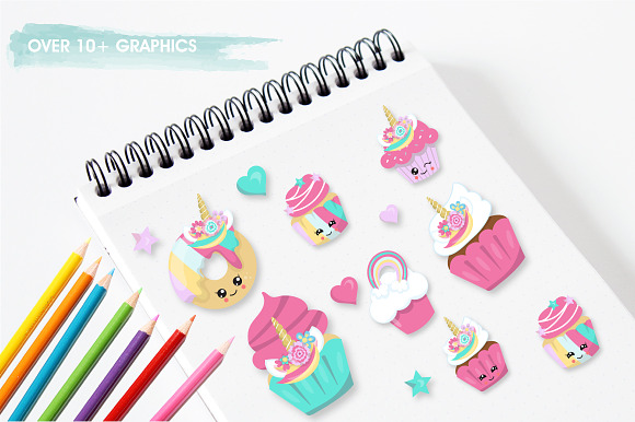 Unicorn cup cakes graphics in Illustrations - product preview 4