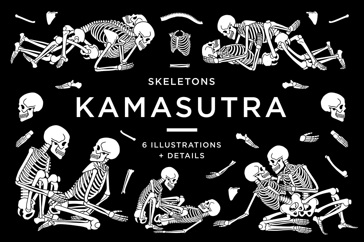 KAMASUTRA with skeletons in Illustrations - product preview 8