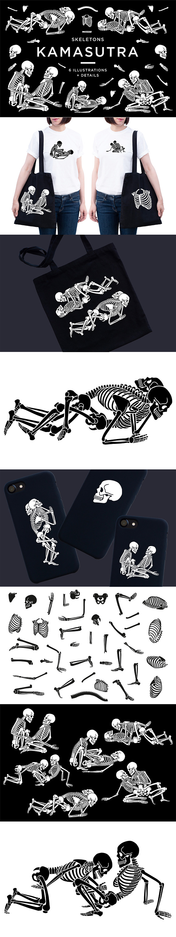 KAMASUTRA with skeletons in Illustrations - product preview 13