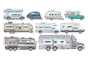 Caravan vector rv camping trailer