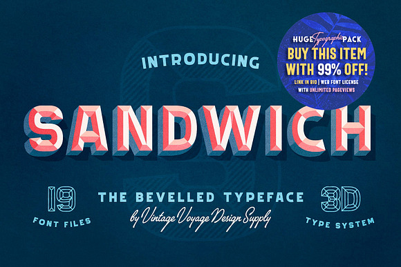Sandwich • -50% • Bevelled 3D Type in Tattoo Fonts - product preview 12