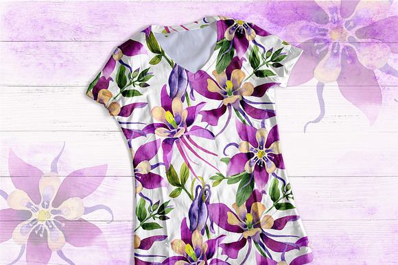 Purple orchid PNG watercolor set in Illustrations - product preview 4