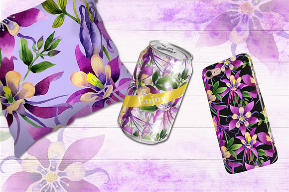 Purple orchid PNG watercolor set in Illustrations - product preview 5