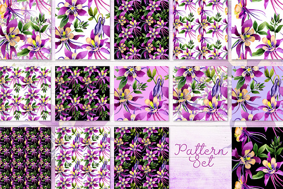 Purple orchid PNG watercolor set in Illustrations - product preview 7