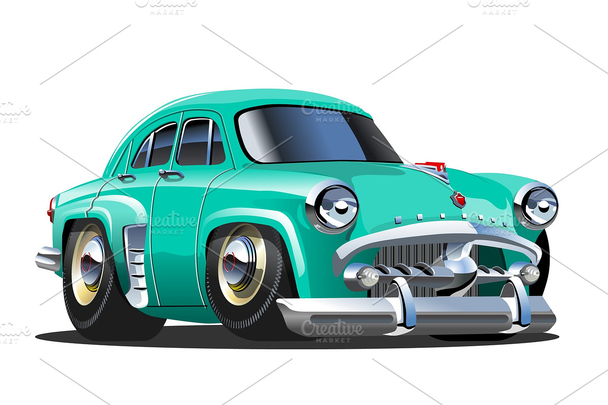 Vector Cartoon retro car in Illustrations - product preview 8
