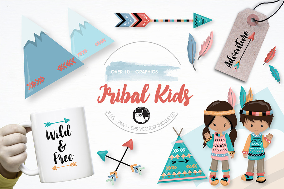 Tribal kids graphics illustration in Illustrations - product preview 8