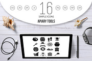 Apiary tools icons set, simple style