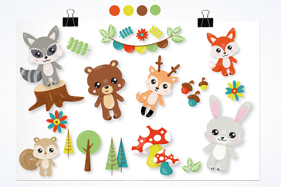 Woodland animals graphics in Illustrations - product preview 1