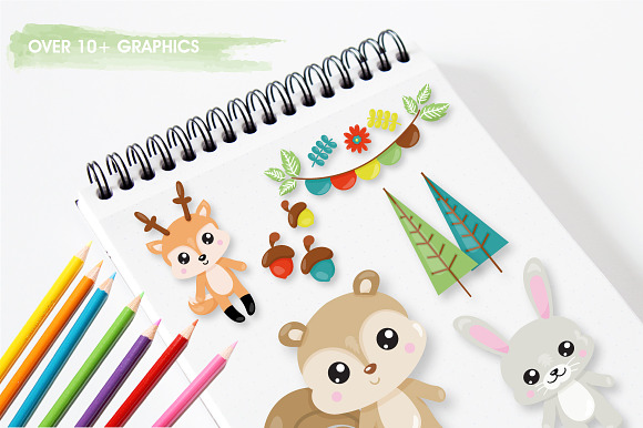 Woodland animals graphics in Illustrations - product preview 4