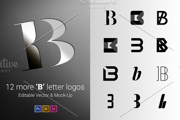 12 B Letter Logos - Vector & Mock-Up