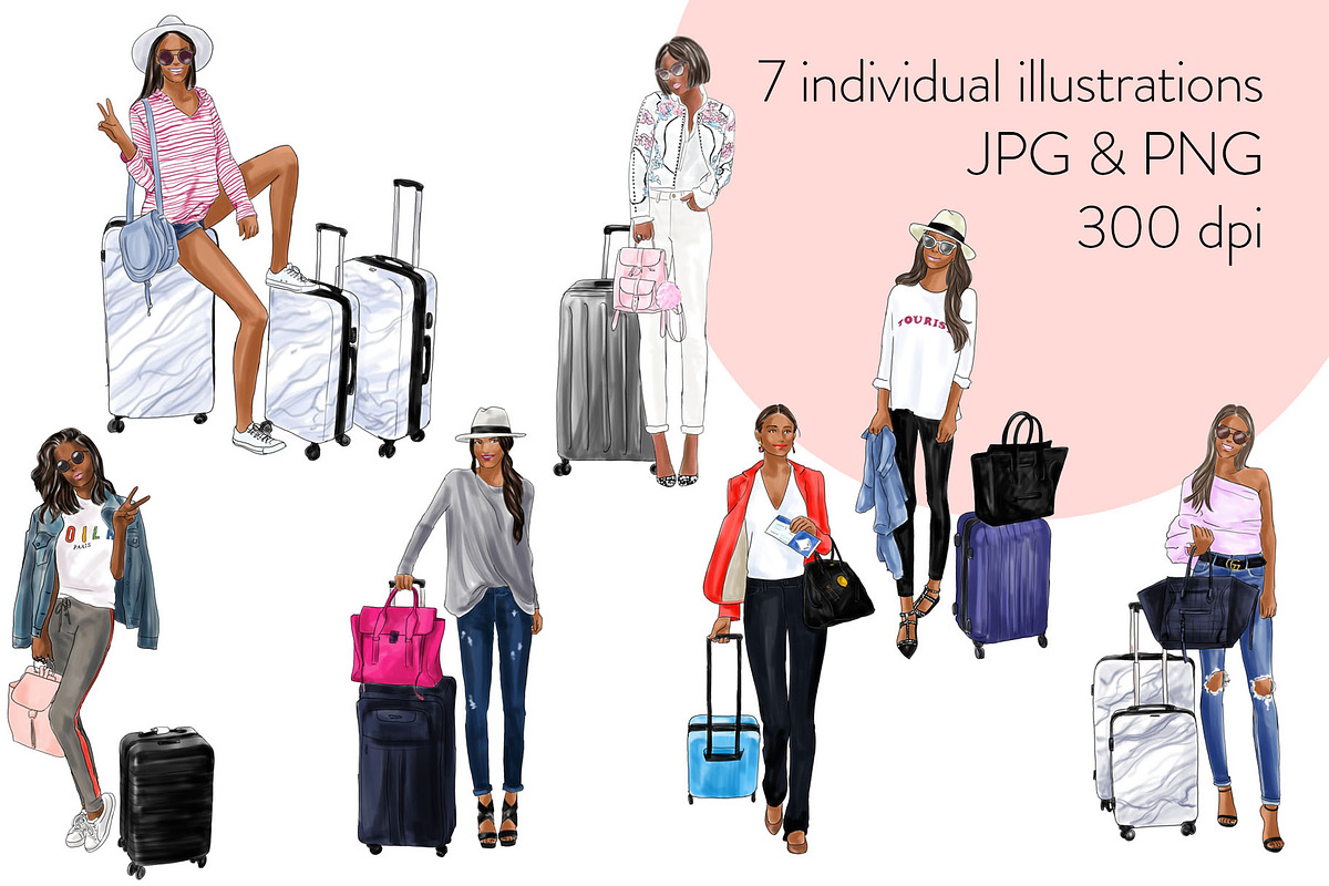 Girls Travelling 2 - Dark Skin  in Illustrations - product preview 8