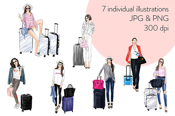 Girls Travelling 2 - Light Skin in Illustrations - product preview 1