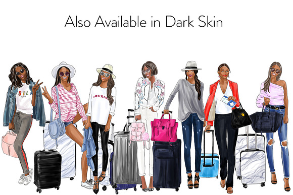 Girls Travelling 2 - Light Skin in Illustrations - product preview 3