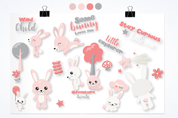 Woodland bunny graphic illustration in Illustrations - product preview 1