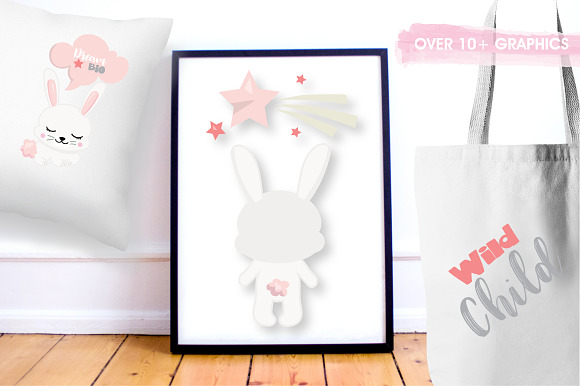 Woodland bunny graphic illustration in Illustrations - product preview 2