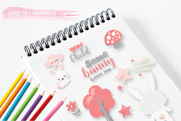 Woodland bunny graphic illustration in Illustrations - product preview 3