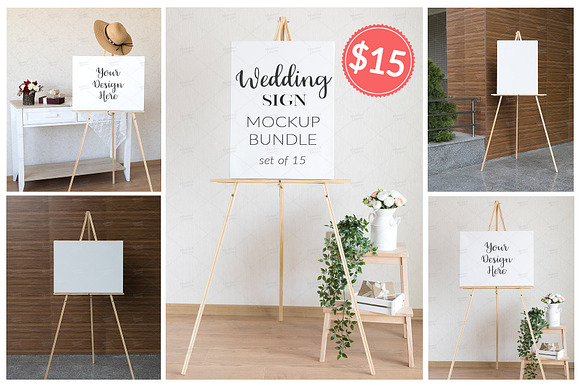 Wedding Sign Mockup Bundle set of 15 in Print Mockups - product preview 20