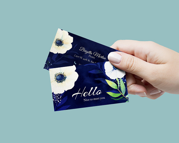 Watercolor Anemones Business Cards in Business Card Templates - product preview 1