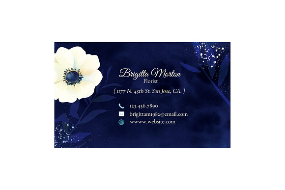 Watercolor Anemones Business Cards in Business Card Templates - product preview 3