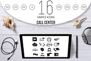 Call center symbols icons set 