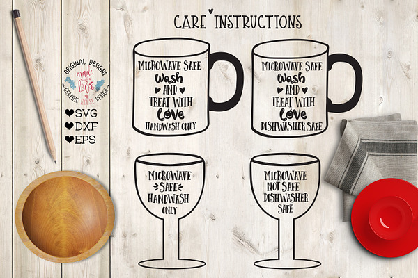 Mug and Wine Care Instructions