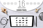 Canada travel icons set, simple 