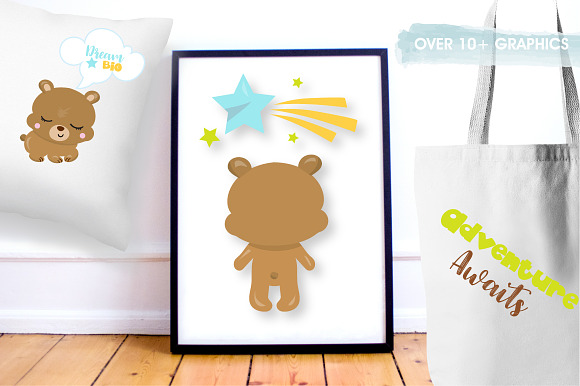 Woodland bear graphics illustration in Illustrations - product preview 1