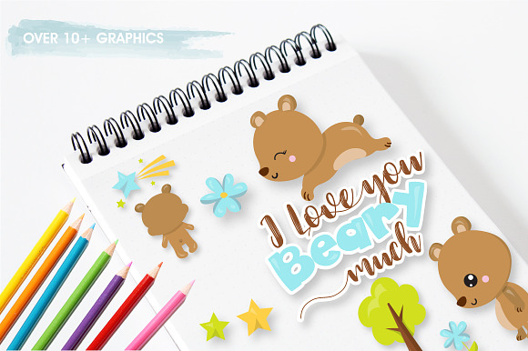 Woodland bear graphics illustration in Illustrations - product preview 4
