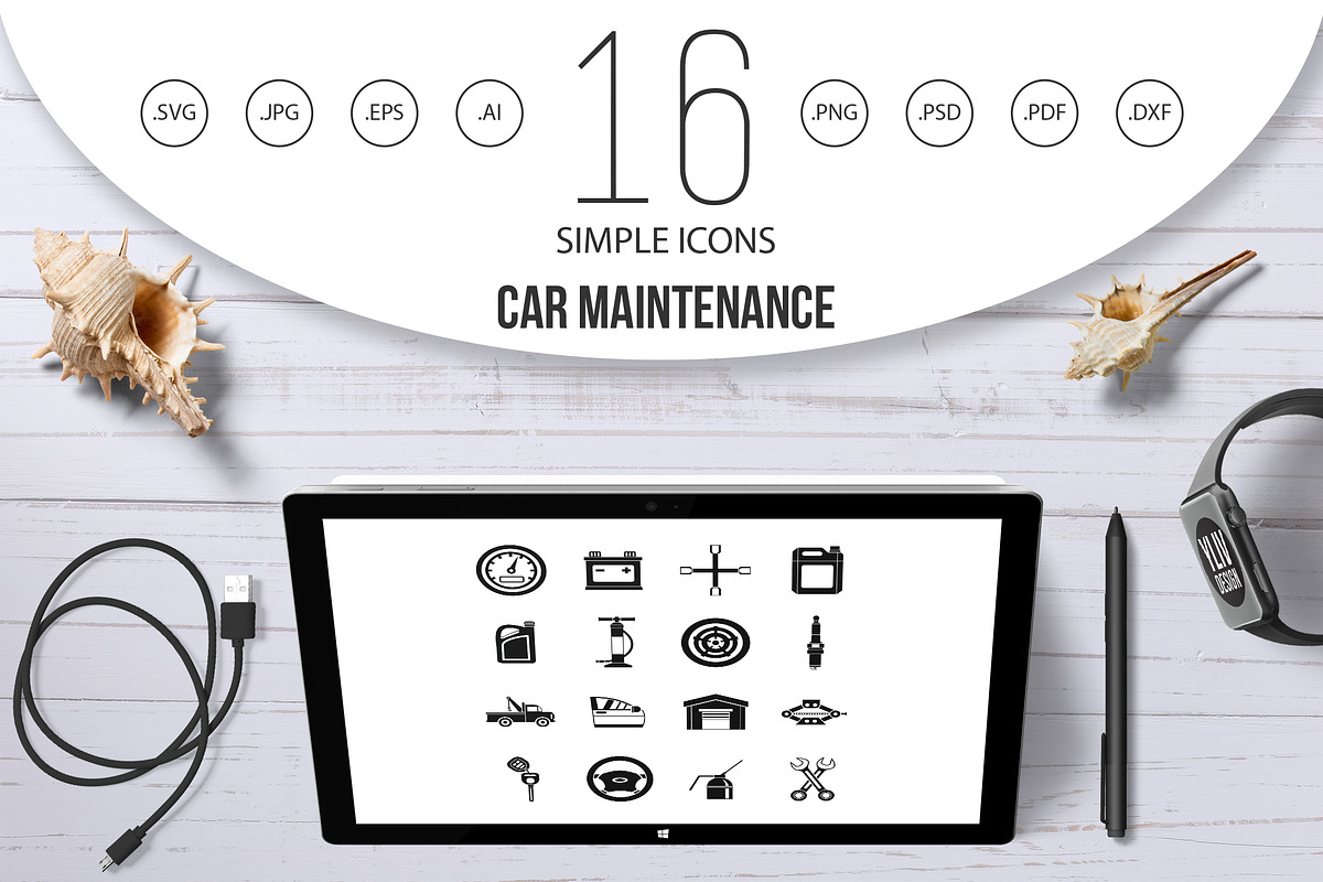 Car maintenance and repair icons set in Graphics - product preview 8