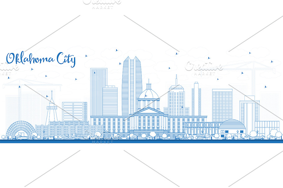 Outline Oklahoma City Skyline  in Illustrations - product preview 8
