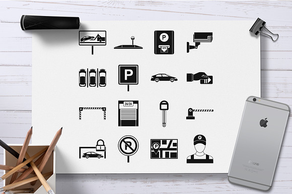 Car parking icons set, simple style in Graphics - product preview 1