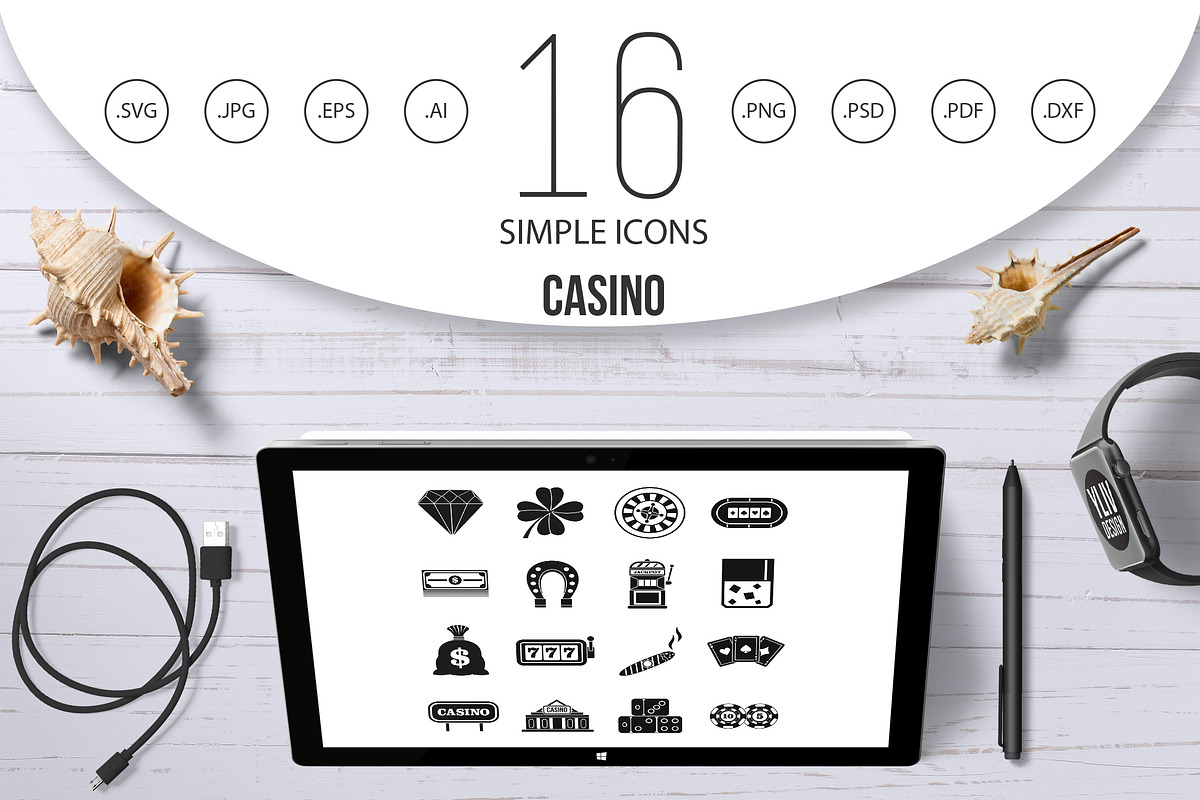Casino icons set, simple style in Graphics - product preview 8