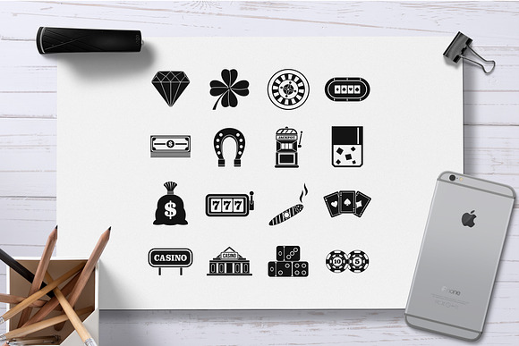 Casino icons set, simple style in Graphics - product preview 1