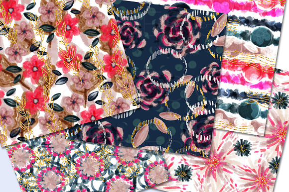 Fall Florals Painterly Digital Paper in Patterns - product preview 1