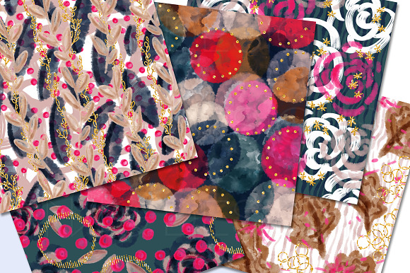 Fall Florals Painterly Digital Paper in Patterns - product preview 2