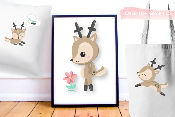 Woodland Deer graphics illustration in Illustrations - product preview 1
