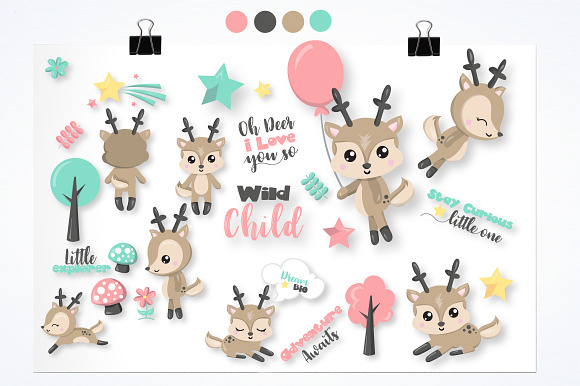 Woodland Deer graphics illustration in Illustrations - product preview 2