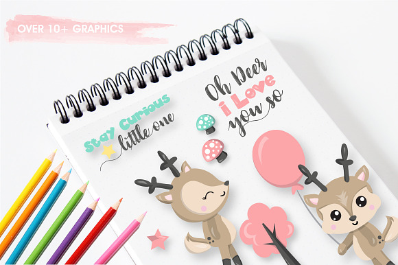 Woodland Deer graphics illustration in Illustrations - product preview 4