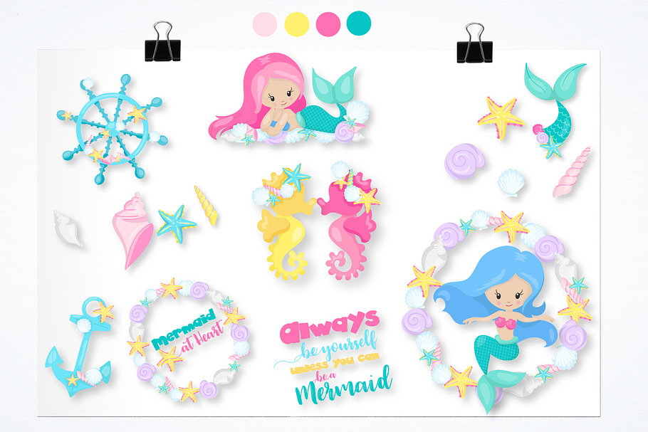 Ocean Mermaids graphics illustration in Illustrations - product preview 8