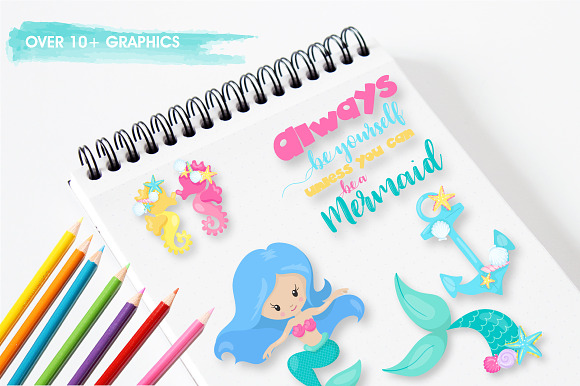 Ocean Mermaids graphics illustration in Illustrations - product preview 3
