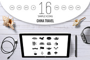 China travel symbols icons set 
