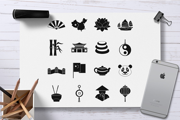 China travel symbols icons set  in Graphics - product preview 1