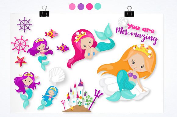 Princess mermaid graphics in Illustrations - product preview 1