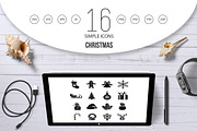 Christmas icons set, simple style